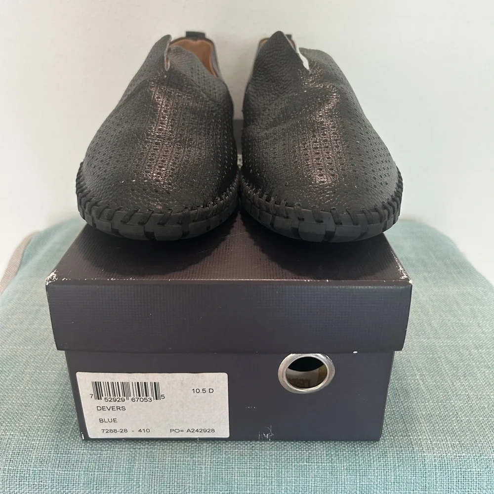 BACCO BUCCI Mens Shoes Black 10.5 Italian Leather Bone Slip On‎ Loafers Casual